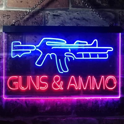 Guns Ammo Dual LED Neon Light Sign